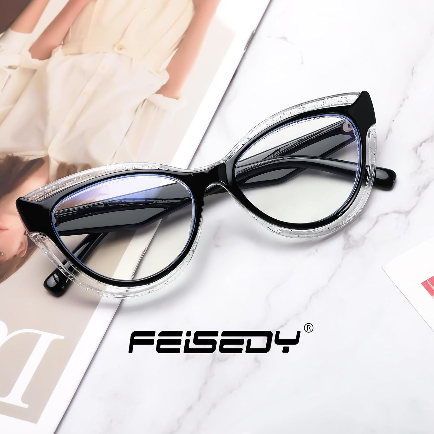 商品图片 13 | B0D56HXLGF | FEISEDY Blue Light Blocking Glasses Women Vintage Cat Eye Frame Anti Fatigue B0169