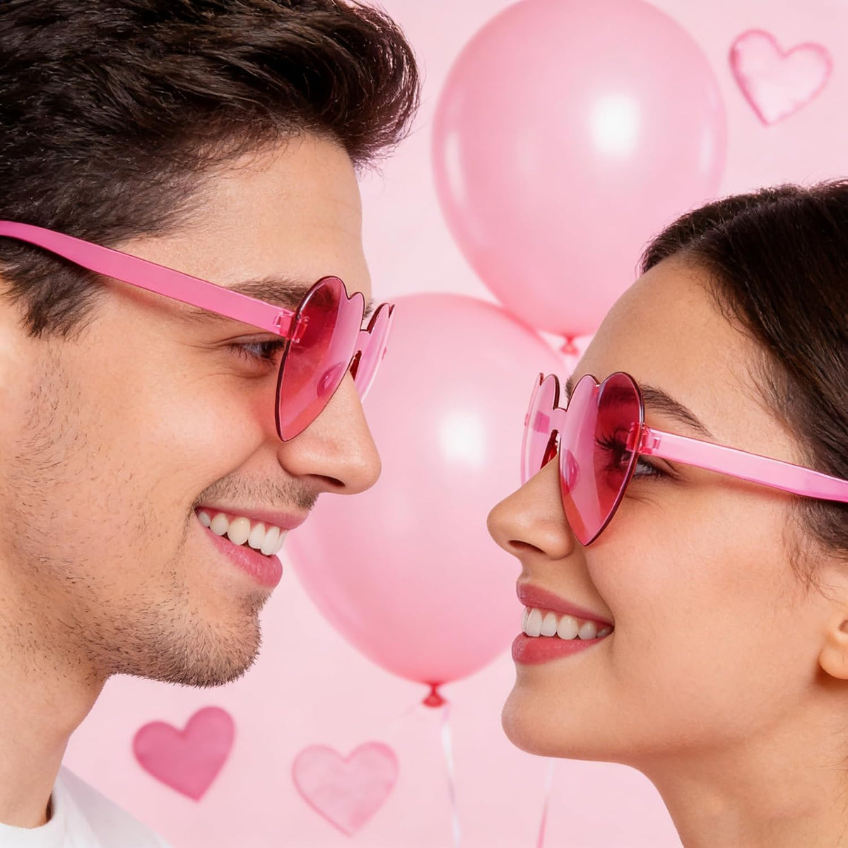 商品图片 4 | B0FN7D3VNJ | Rimless Heart Shaped Sunglasses Cute Glasses Disco One Piece Transparent Trendy Love Glasses B2826