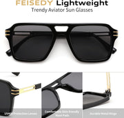 ÉÌƷͼƬ 5 | B0GVNPDBZQ | FEISEDY Retro Aviator Sunglasses Women Men 70s Trendy Square Shades B0422