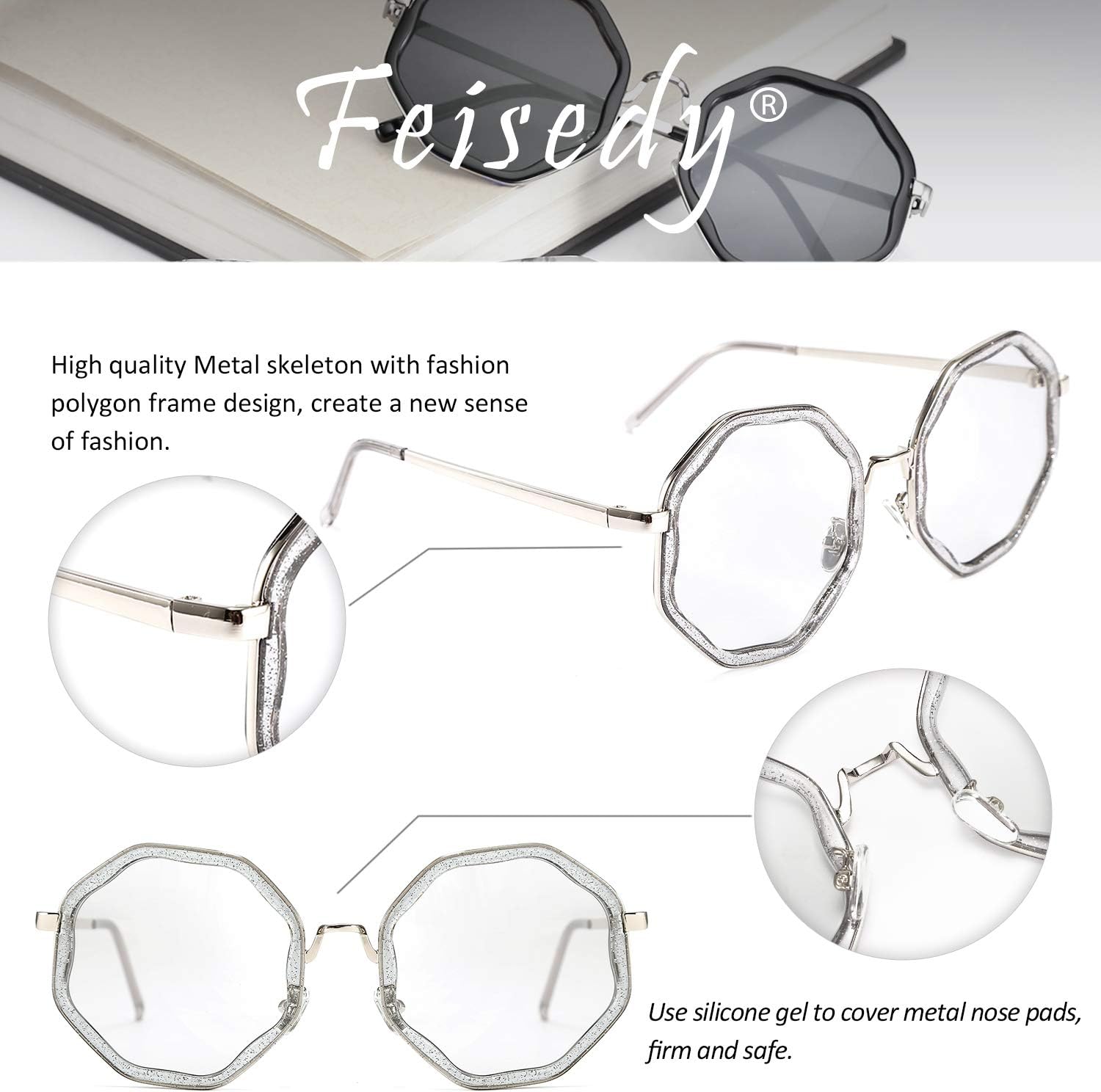 商品图片 4 | B081B142ZJ | FEISEDY Fashion Design Polygon Sunglasses Women Chic Geometric Retro Shade B2542