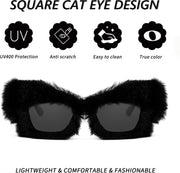ÉÌƷͼƬ 12 | B09PN9V5N6 | FEISEDY Sunglasses Women Plush Fuzzy Soft Velvet Party Masquerade B2877
