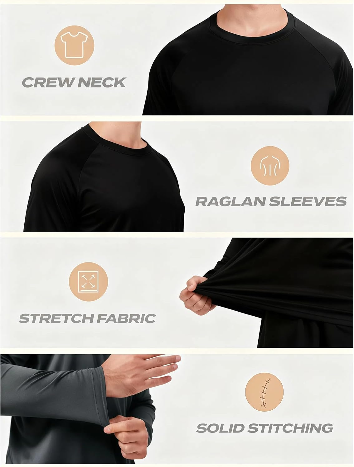 商品图片 4 | B0FRXZLLJW | Men's Long Sleeve Shirts Quick Dry Moisture Wicking, High Elasticity Workout T-Shirt for Running Gym Fishing Swim