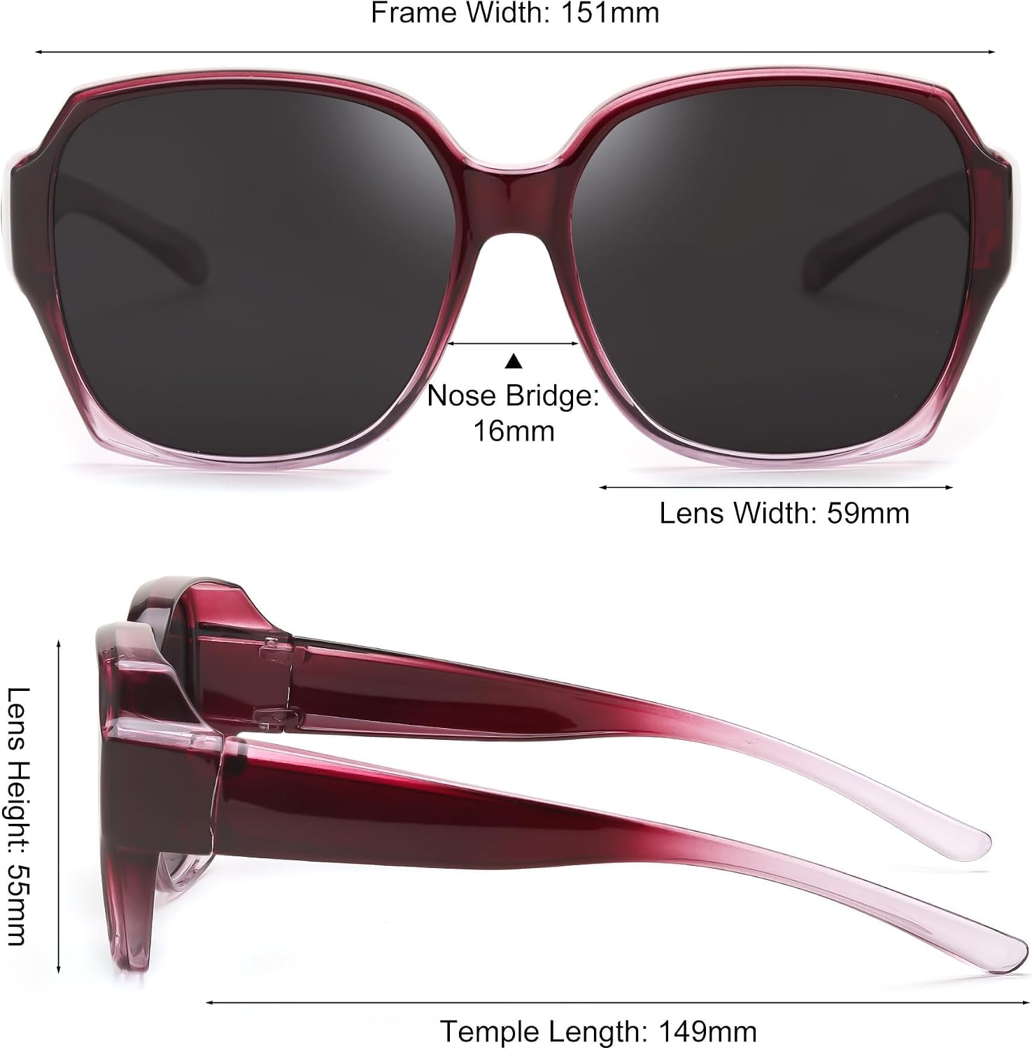 商品图片 5 | B0CPJ88KXS | FEISEDY Fit Over Glasses Sunglasses Polarized for Women Sunglasses Over Prescription Glasses Oversized UV Protection B1114
