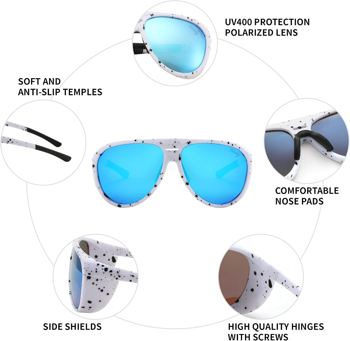ÉÌƷͼƬ 23 | B0CT5M1L9R | FEISEDY Polarized Aviator Sunglasses Men Women Oversized Round Steampunk Sunglasses Side Shield Goggles B0095