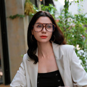 ÉÌƷͼƬ 3 | B09WZY6VWN | FEISEDY 70s Aviator Glasses Frame Blue Light Blocking Glasses Oversized Square Computer Glasses Women Men B2888