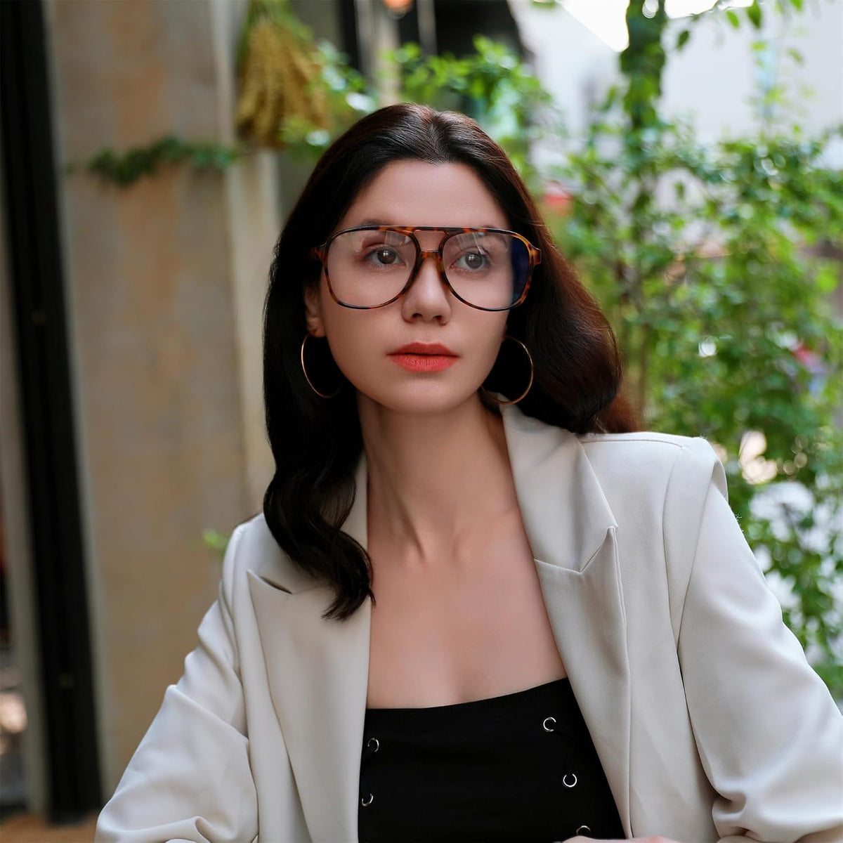 ÉÌƷͼƬ 3 | B09WZY6VWN | FEISEDY 70s Aviator Glasses Frame Blue Light Blocking Glasses Oversized Square Computer Glasses Women Men B2888
