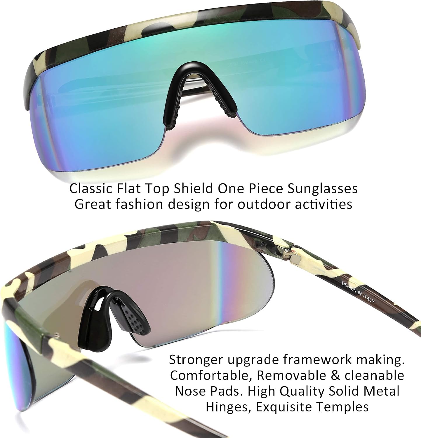 商品图片 45 | B096SD9GGG | FEISEDY Oversized Mirror Shield Sport 80s Sunglasses Ski Goggles Flat Top One Piece Futuristic Visor Women Men B2522