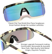 ÉÌƷͼƬ 45 | B096SD9GGG | FEISEDY Oversized Mirror Shield Sport 80s Sunglasses Ski Goggles Flat Top One Piece Futuristic Visor Women Men B2522