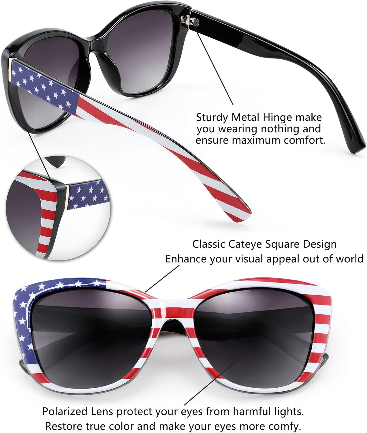 ÉÌƷͼƬ 109 | B07M9V125F | FEISEDY Polarized Vintage Sunglasses American Womens Square Jackie O Cat Eye Sunglasses B2451