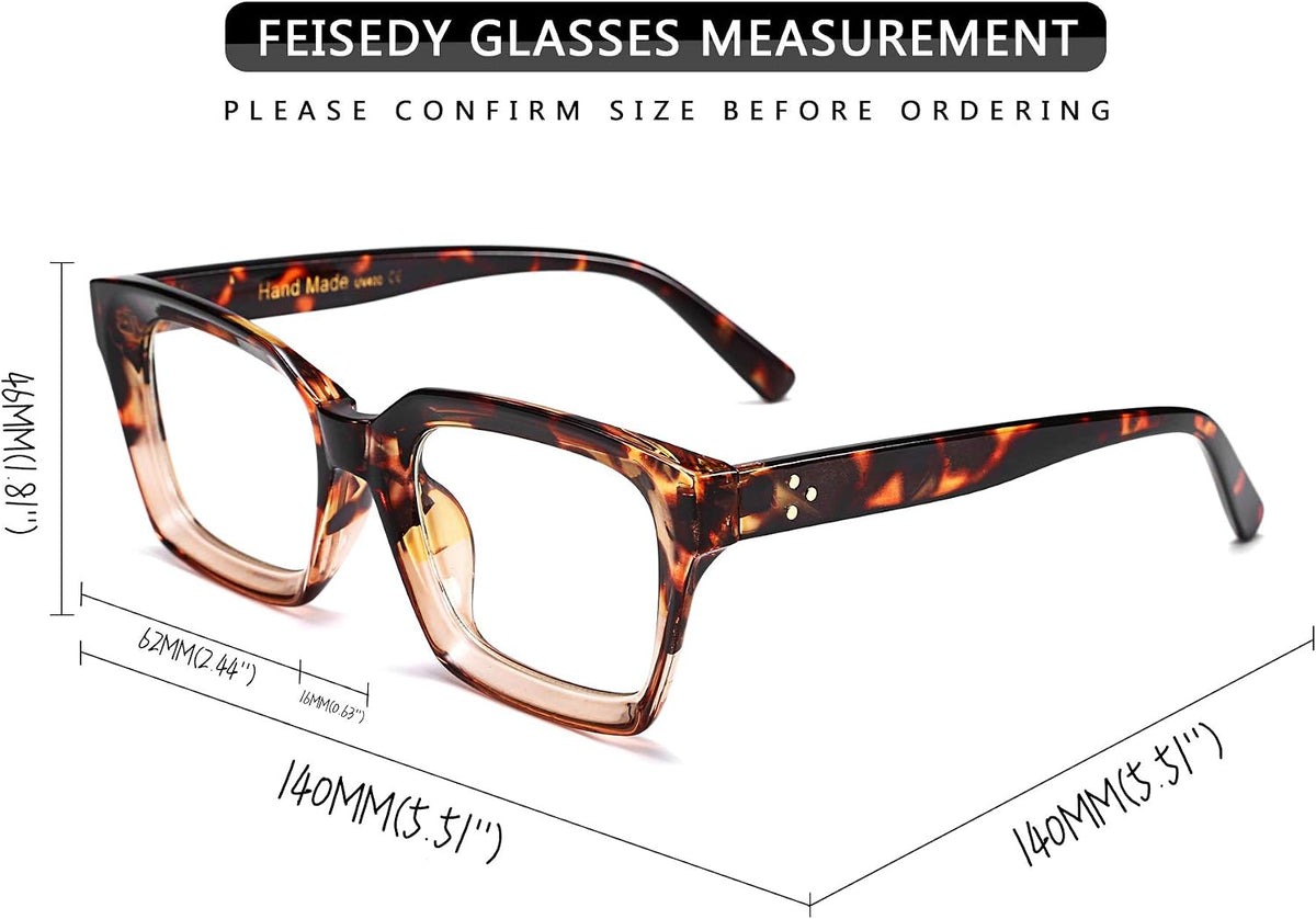 ÉÌƷͼƬ 20 | B07TCM52QY | FEISEDY Retro Square Blue Light Blocking Reading Glasses B2479