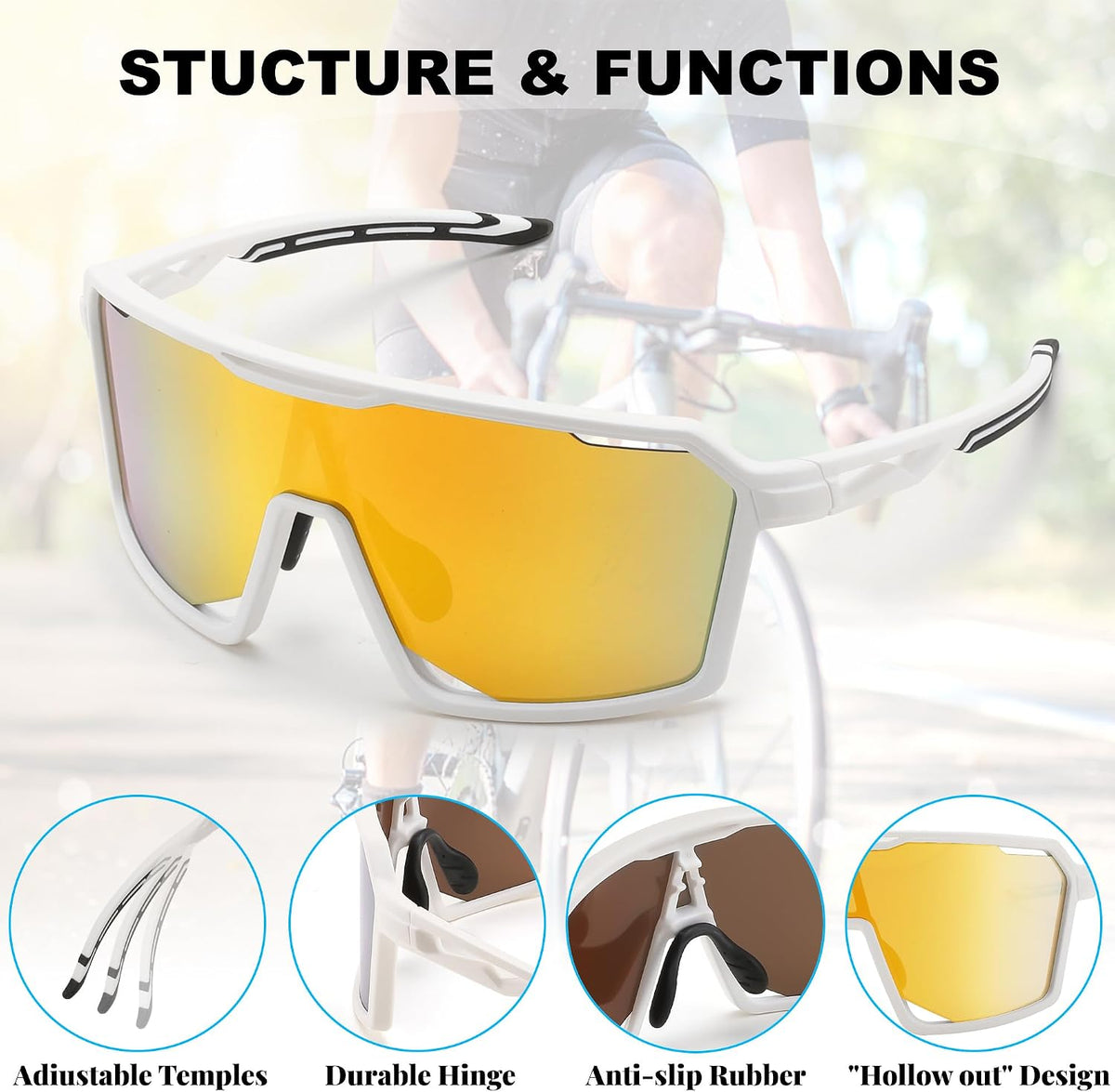 ÉÌƷͼƬ 24 | B0D2XDTT5X | FEISEDY Sports Cycling Sunglasses for Men Women, UV400 Protection Baseball Running Fishing Biking B0168
