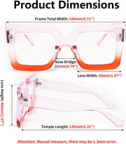 商品图片 11 | B0BZRTPH3F | FEISEDY Fashion Oversized Blue Light Glasses for Women Anti Fatigue Thick Square Computer Eyewear B2381