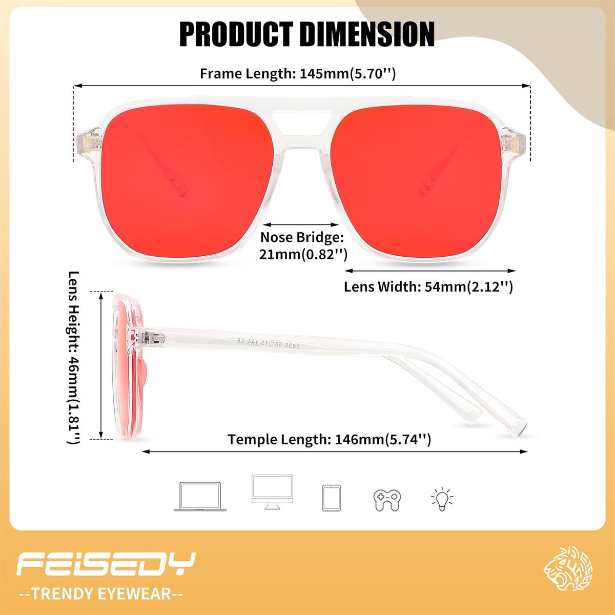 ÉÌƷͼƬ 48 | B0GCVQFPW9 | FEISEDY Blue Light Glasses for Computer Gaming Anti Eyestrain Glasses G2835