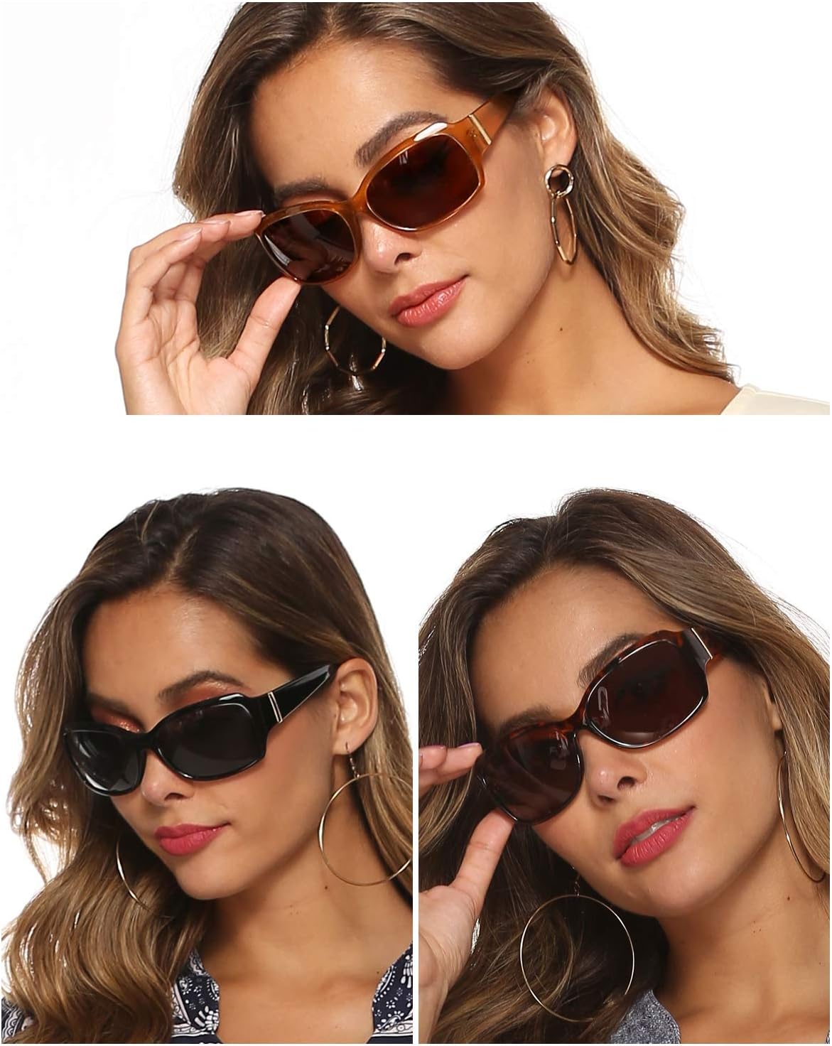 ÉÌƷͼƬ 9 | B07XNYV3GC | FEISEDY Polarized Oversized Sunglasses for Women Men, Classic Rectangle Wrap Around Large Frame UV400 Protection B2504
