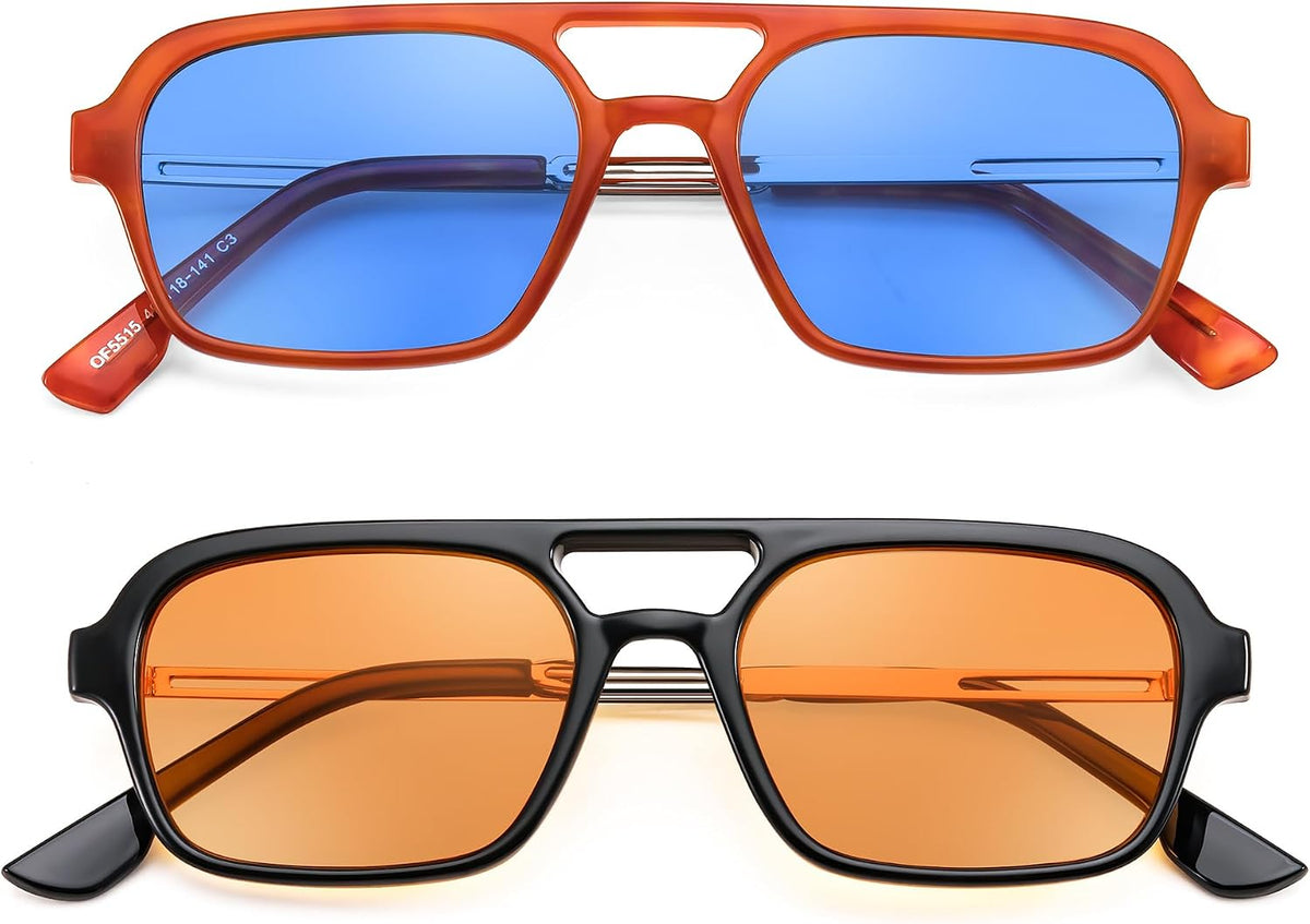 ÉÌƷͼƬ 62 | B0925V3NP4 | FEISEDY Vintage Square 70s Flat Aviator Sunglasses Women Men Metal Design Shades B2752