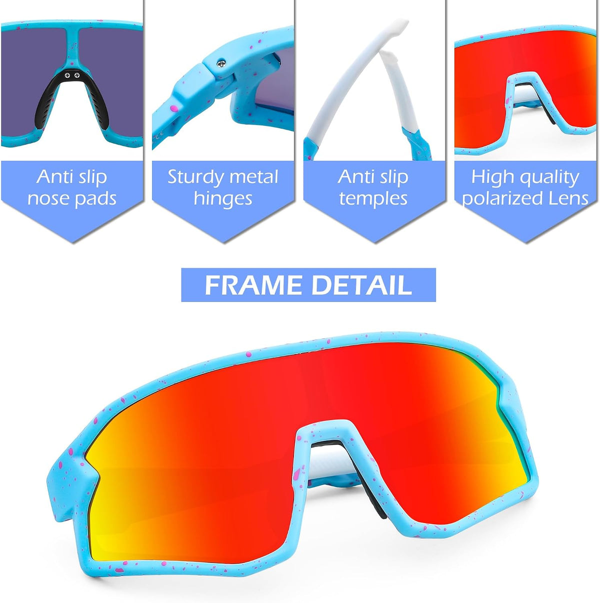 ÉÌƷͼƬ 12 | B0D73JNPNN | FEISEDY Kids Sunglasses Polarized Youth Baseball Sunglasses Sports Cycling Glasses for Boys Girls Age 4-8 B0183