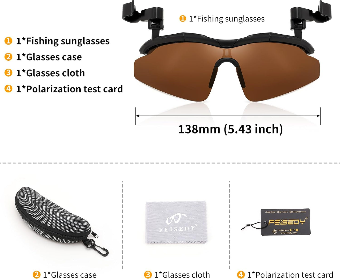 商品图片 16 | B0FZT6Y4FL | FEISEDY Polarized Clip On Sunglasses,Clip Cap Sports Sunglasses,UV400 Sunglasses for Mens Womens Fishing Cycling Hiking B0356