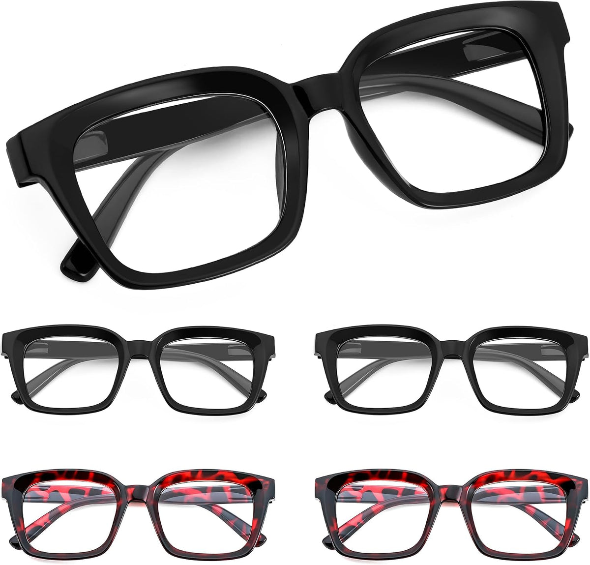 ÉÌƷͼƬ 27 | B0F7HQL9ND | FEISEDY 6/5 Pack Classic Reading Glasses Rectangular Readers B0297
