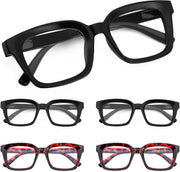 ÉÌƷͼƬ 27 | B0F7HQL9ND | FEISEDY 6/5 Pack Classic Reading Glasses Rectangular Readers B0297