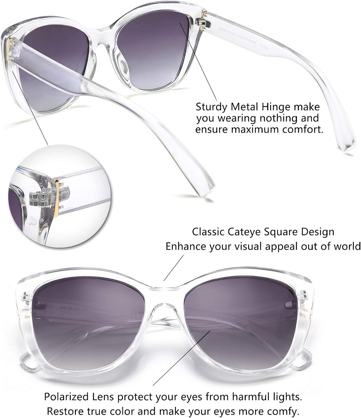 ÉÌƷͼƬ 102 | B07M9V125F | FEISEDY Polarized Vintage Sunglasses American Womens Square Jackie O Cat Eye Sunglasses B2451