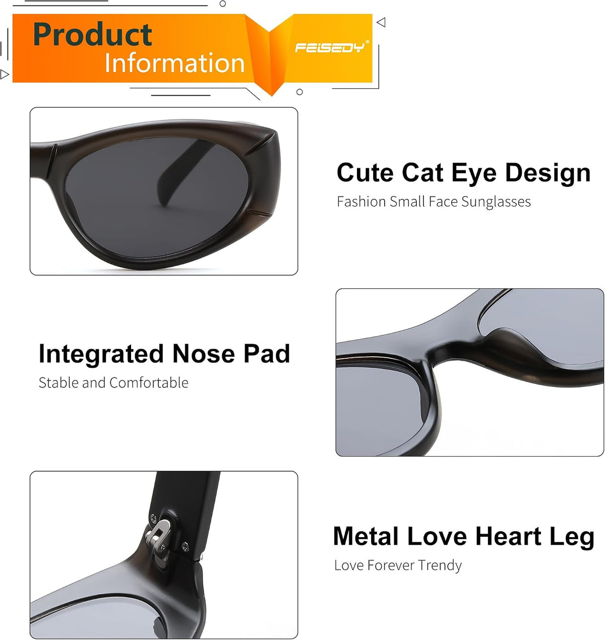 ÉÌƷͼƬ 5 | B0DHWVFXXY | FEISEDY Retro Oval Sunglasses UV400 Protection Retro Y2K Sunglasses B0234