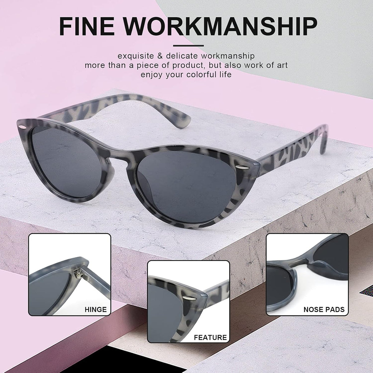 ÉÌƷͼƬ 4 | B08B8G5GR9 | FEISEDY Retro Cat Eye Sunglasses Women Men Vintage Small Cateye UV400 Sunglasses B2617