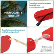 ÉÌƷͼƬ 60 | B0CY2Q4VW1 | FEISEDY Rimless Sunglasses Y2K Retro Small Narrow Rectangle Shades B2643