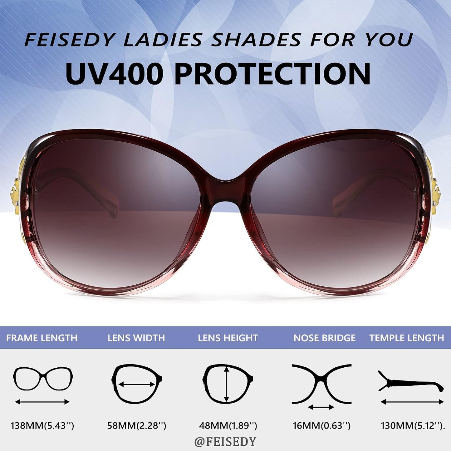 商品图片 42 | B08S7G8RRP | FEISEDY Oversized Polarized Sunglasses Women Men Large Shades B2730