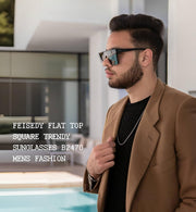 ÉÌƷͼƬ 118 | B09H6XXSDN | FEISEDY Oversized Sunglasses Mens Womens Flat Top Square Trendy Visor Shades UV400 B2470