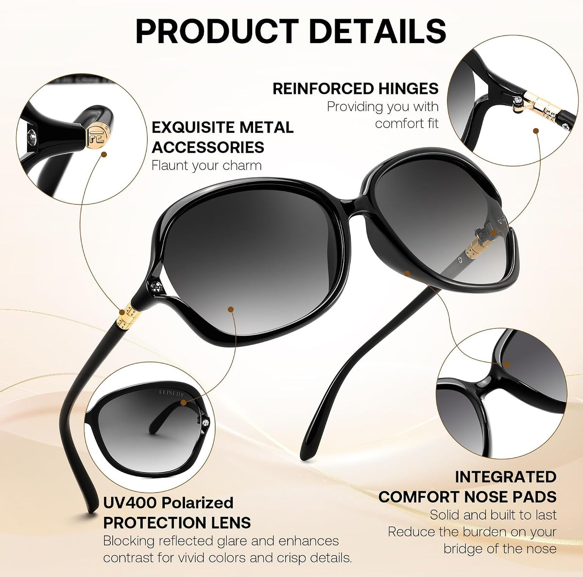 ÉÌƷͼƬ 26 | B0H8N71P98 | FEISEDY Fashion Polarized Sunglasses for Women Butterfly UV400 B0424