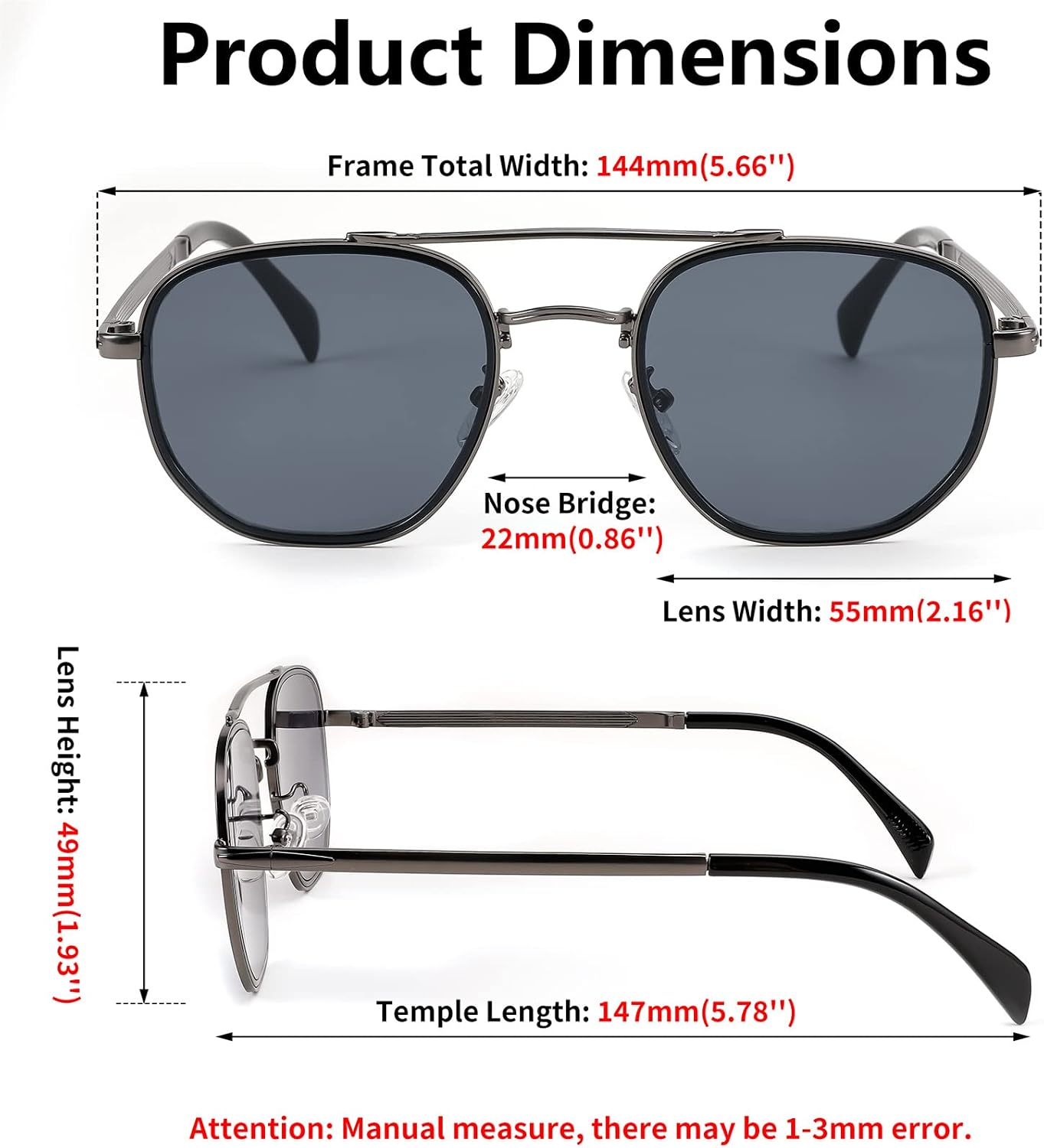 商品图片 25 | B0B38ZHMJL | FEISEDY Sunglasses Aviator Men Women 70s Sun Glasses Square Frame UV400 Protection B2953