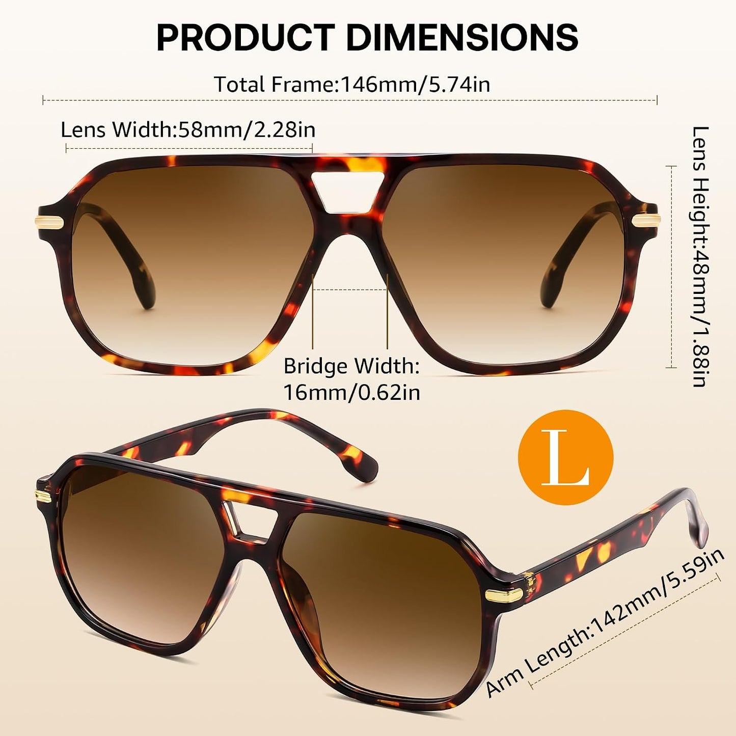 商品图片 12 | B0GTPJLQQN | FEISEDY Women Men Aviator Sunglasses UV400 Protection, Retro Trendy Square Frame for Driving Fishing Outdoor Daily B0425