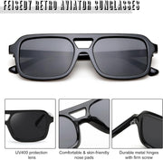 商品图片 4 | B0D446PBGN | FEISEDY Retro 70s Aviator Sunglasses for Women Men Trendy Flat Square Frame UV400 Sunglasses B0174