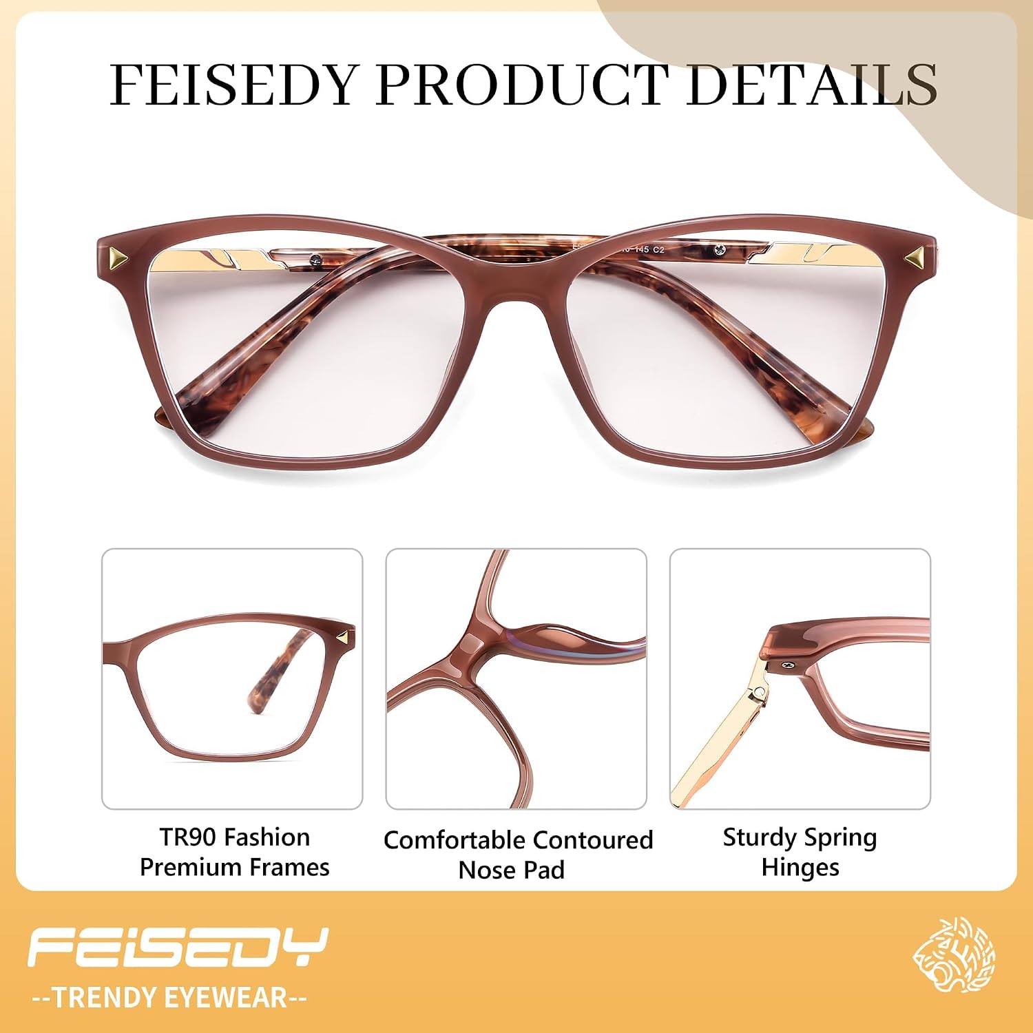 商品图片 20 | B0FZT81LLR | FEISEDY Blue Light Glasses for Women Men TR90 Computer Phone Gaming B0370 | Blue Light Blocking Glasses, Anti Eyestrain and Glare, Soft Comfortable Fit with Spring Hinges