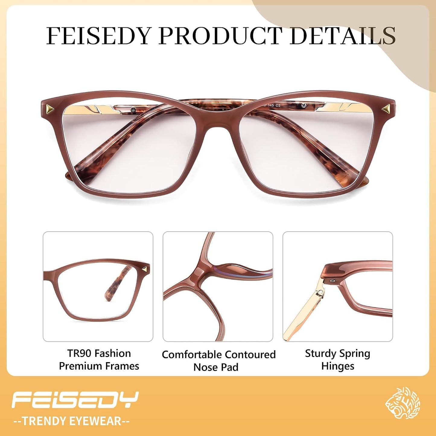 商品图片 20 | B0FZT81LLR | FEISEDY Blue Light Glasses for Women Men TR90 Computer Phone Gaming B0370 | Blue Light Blocking Glasses, Anti Eyestrain and Glare, Soft Comfortable Fit with Spring Hinges