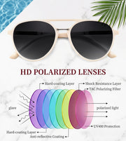 ÉÌƷͼƬ 20 | B0H1BPNZ36 | FEISEDY 70s Retro Aviator Sunglasses Polarized UV400 for Men Women B0453