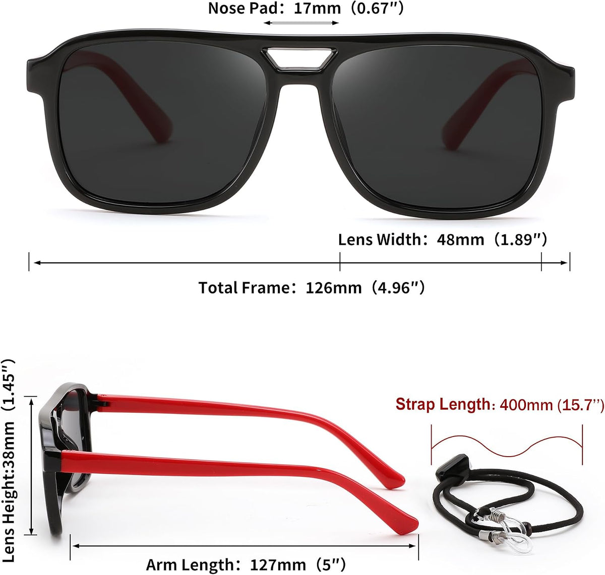 ÉÌƷͼƬ 7 | B0D3L4BMZC | FEISEDY Kids Polarized Sunglasses Flexible TPEE Rubber Toddler Aviator Shades with Strap for Boys Girls Age 3-9