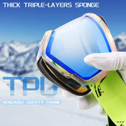 商品图片 2 | B0GHRB6WCQ | FEISEDY Ski Goggles, OTG Snow Sport Goggles for Adult Youth, Anti-Fog UV400 Protection Bendable Dual-Lenses B2961
