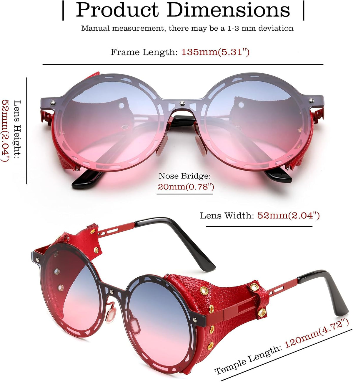 ÉÌƷͼƬ 10 | B0CZDVFVSJ | FEISEDY Retro Round Steampunk Sunglasses Women Men Vintage Eyewear Metal Frame Leatherwear B0140