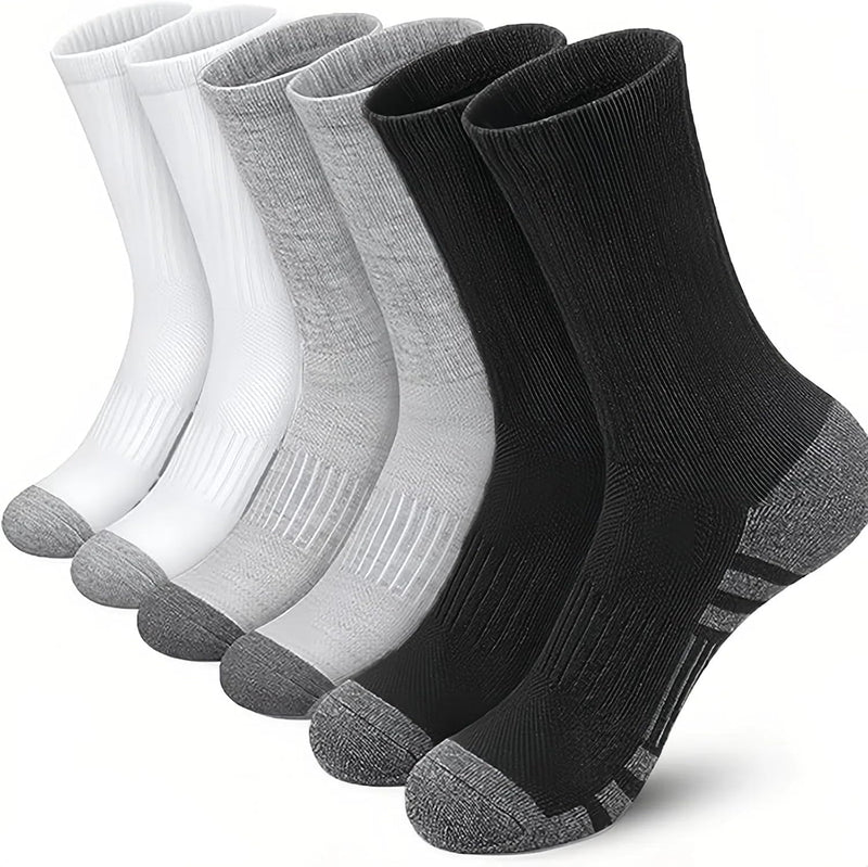 Multi | B0FPL3M4DT | Men's Socks - Breathable, Moisture-Wicking, Non-Slip & Comfortable (3-Pack, Black/Gray/White) Size 6-13