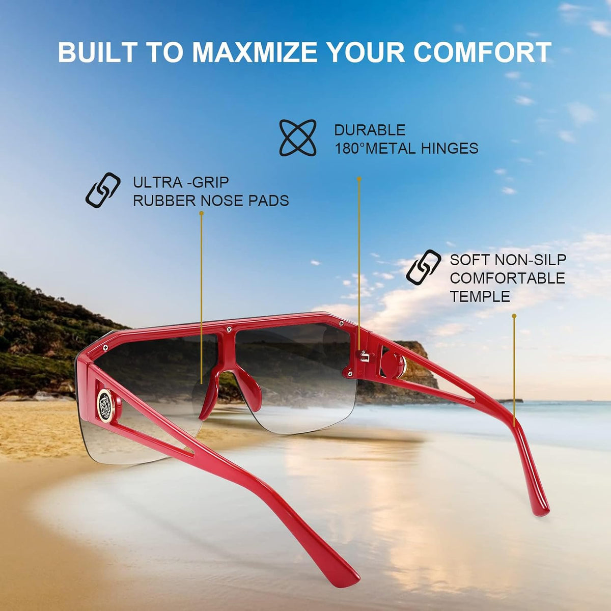 ÉÌƷͼƬ 67 | B09L4V27YS | FEISEDY Square Oversized Sunglasses for Men Women Flat Top B2765