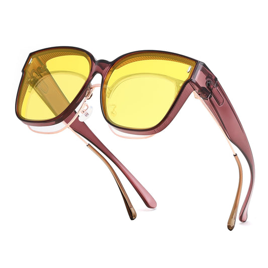 FEISEDY Polarized Sunglasses Fit Over Glasses for Men Women, Oversized Square Sun Glasses UV400 Protection Shades B4187