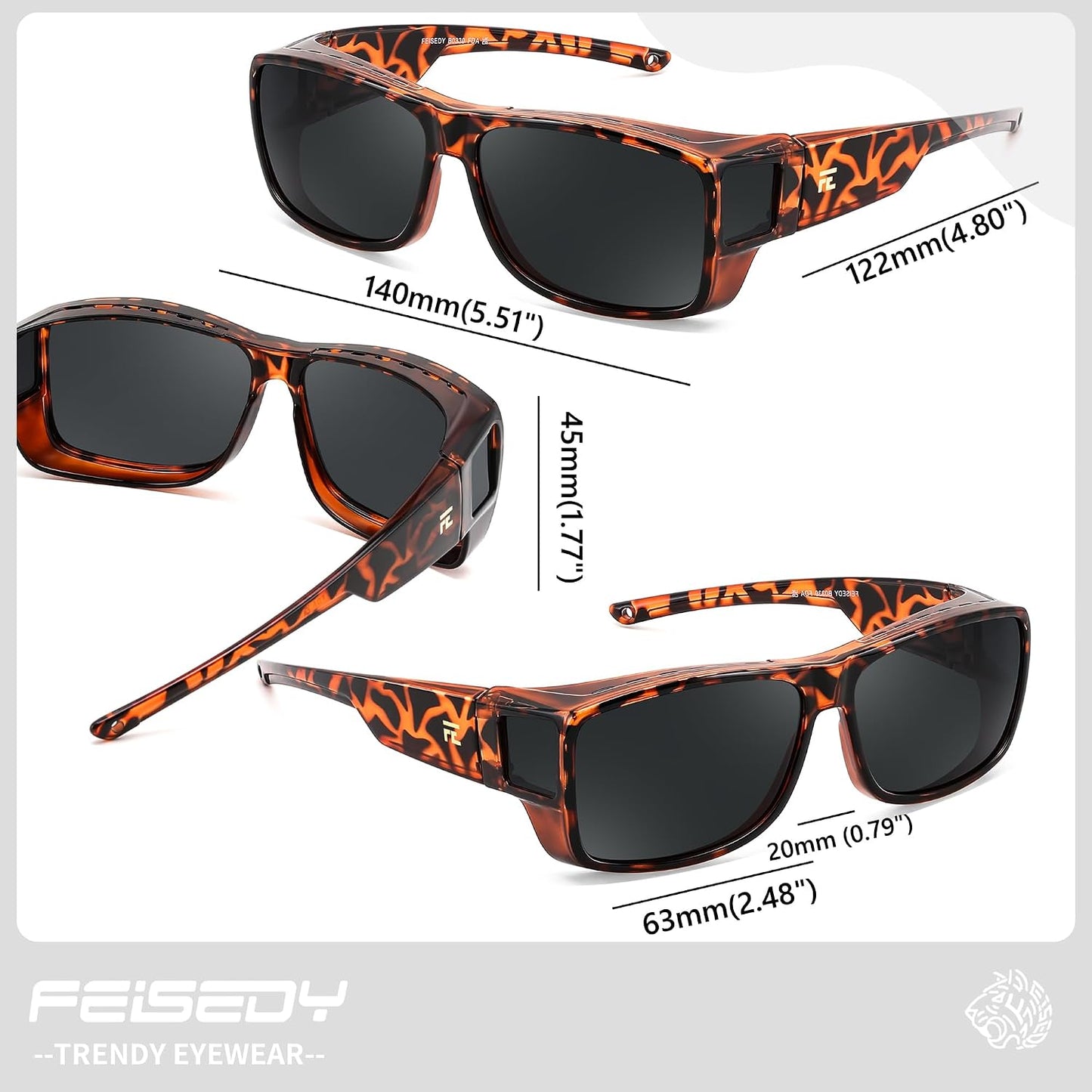 商品图片 11 | B0GR4T274K | FEISEDY Polarized Fit Over Glasses Sunglasses Driving Outdoors B0330