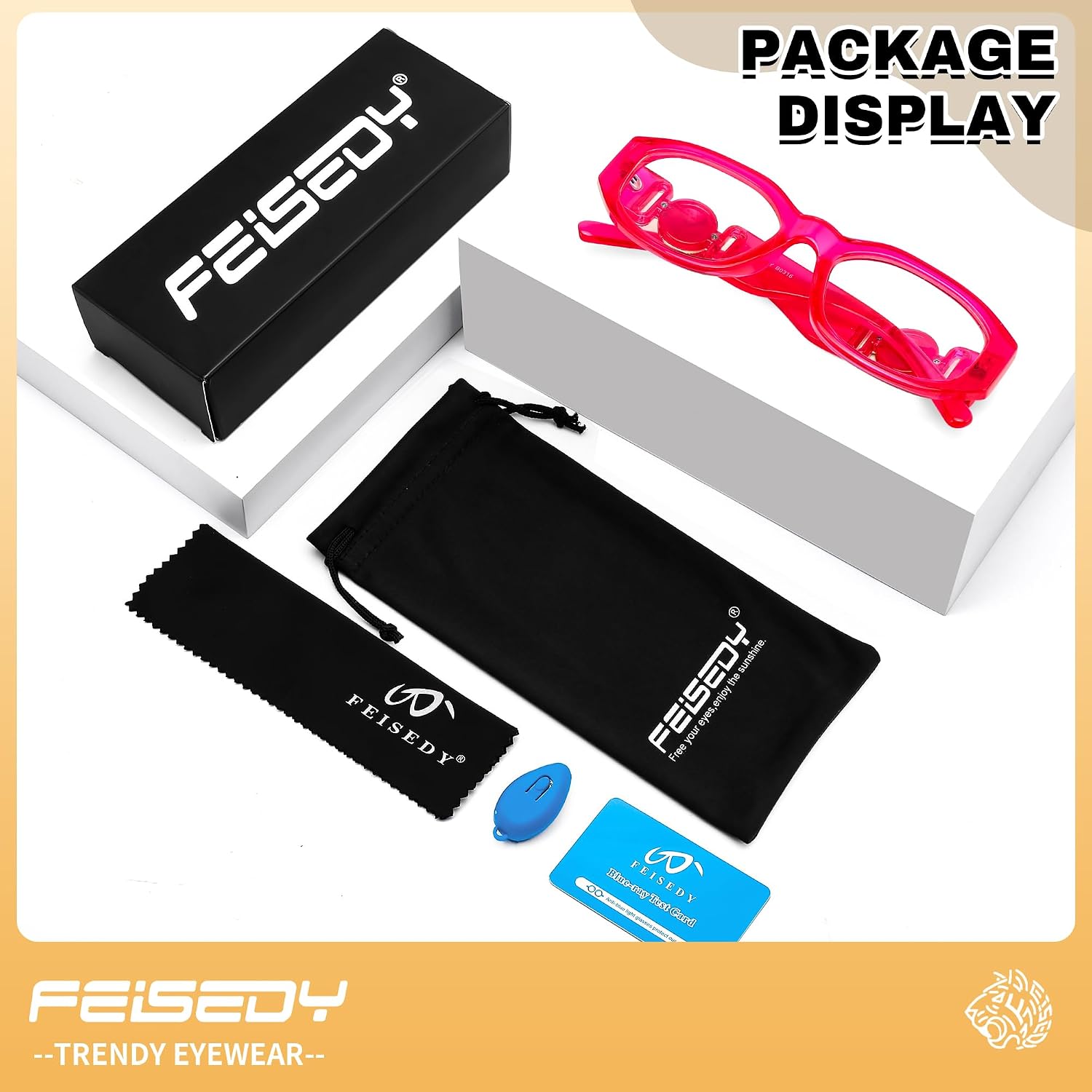 商品图片 29 | B0G34Q5S98 | FEISEDY Retro Trendy Narrow Blue Light Glasses for Women Men B0316 | Vintage 90s Small Square Eyeglasses,Blue Light Blocking