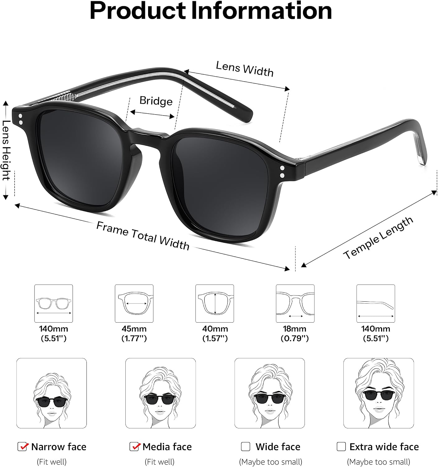 商品图片 13 | B0FHKKRN89 | FEISEDY Retro Square Sunglasses Women Men Vintage Trendy Shades UV400 Protection B0306