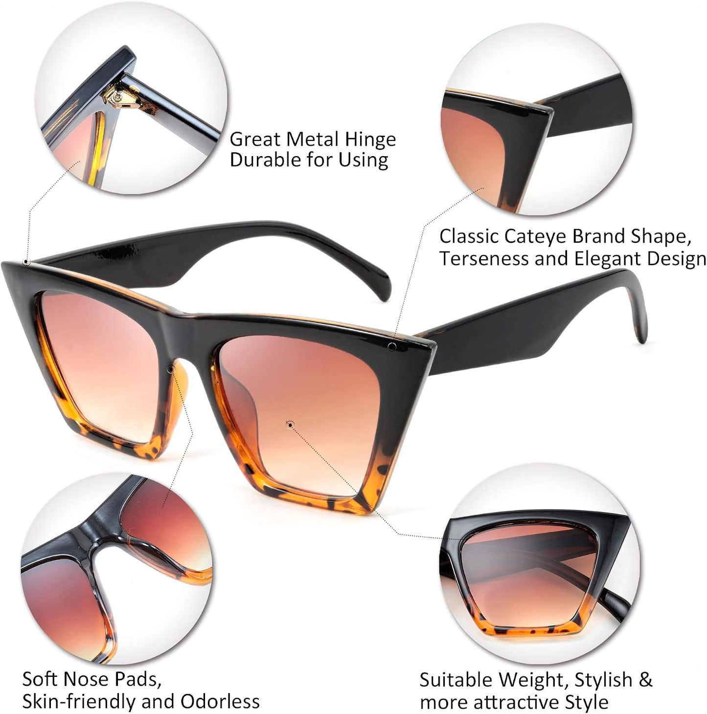 商品图片 57 | B0C5378735 | FEISEDY Vintage Square Cat Eye Sunglasses Women Trendy Cateye Sunglasses B2473