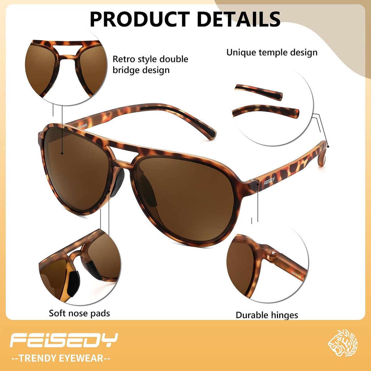 ÉÌƷͼƬ 45 | B0GVSV8P8S | FEISEDY Polarized Aviator Sunglasses for Men Women Trendy Sports TR90 B0378