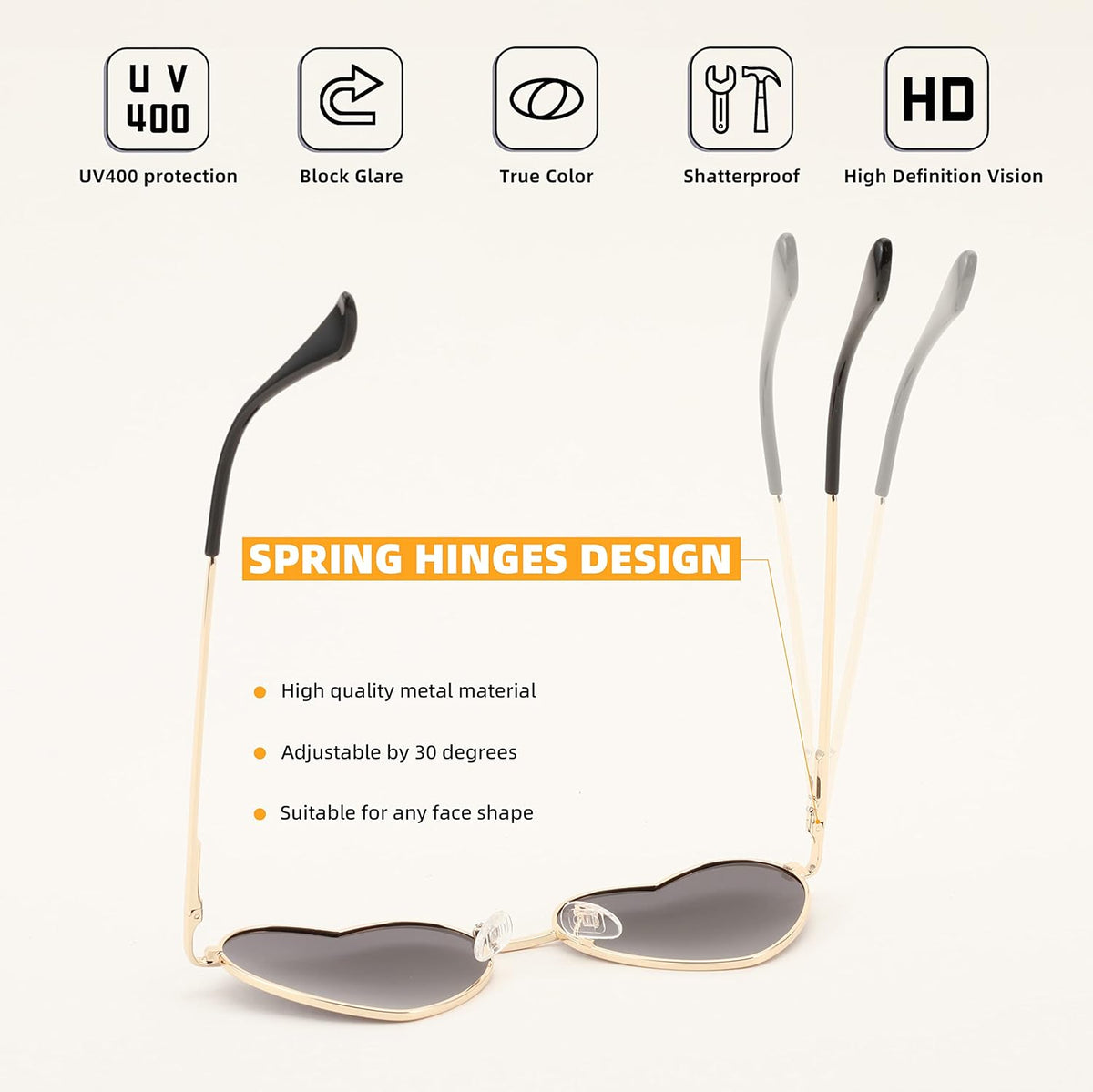 ÉÌƷͼƬ 30 | B0BP6HX1R6 | FEISEDY Polarized Heart Sunglasses Women Men Metal Frame Cute Lovely Glasses UV400 Protection B2375