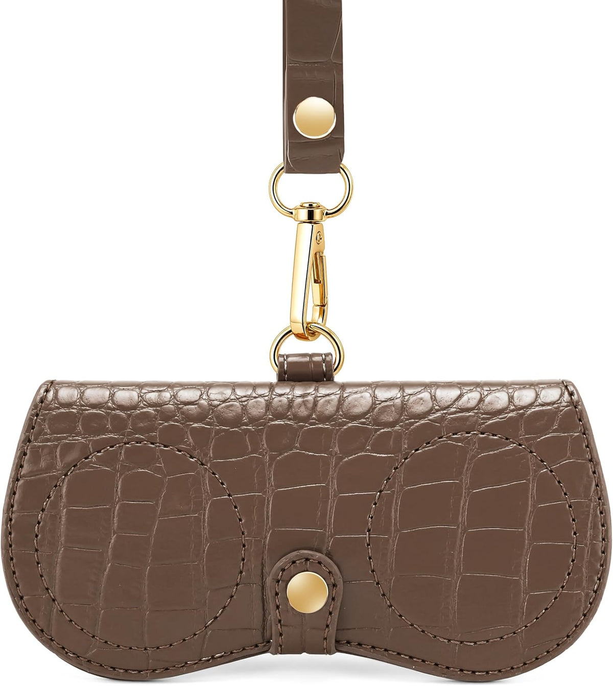 ÉÌƷͼƬ 2 | B0H4QTYMQP | FEISEDY Soft Crocodile Textured Leather Sunglass Bag, Portable Glasses Pouch With Button Clip Wrist Strap B0366