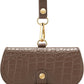 商品图片 2 | B0H4QTYMQP | FEISEDY Soft Crocodile Textured Leather Sunglass Bag, Portable Glasses Pouch With Button Clip Wrist Strap B0366